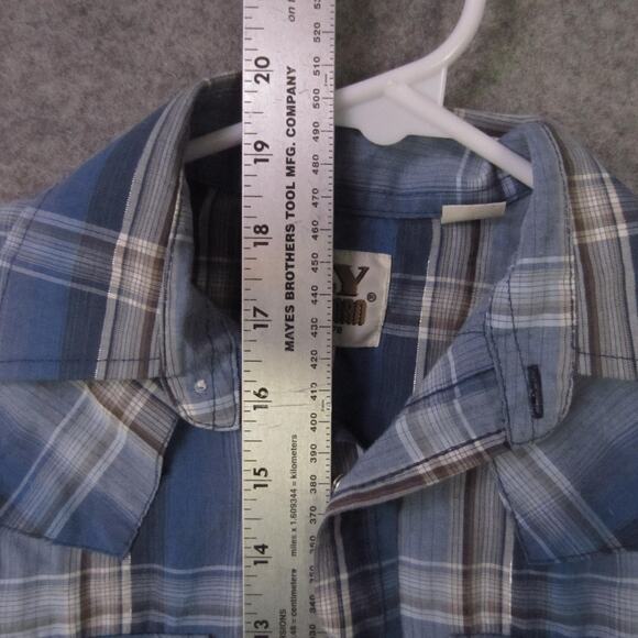 Ely Cattleman Shirt Boys Small Blue Plaid Western Pearl Snap Long Sleeve Cowboy - Picture 3 of 8